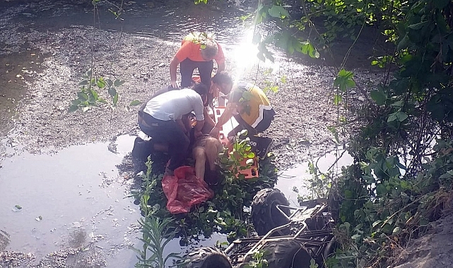 Sapanca'da Feci Kaza: ATV Dereye Yuvarlandı