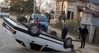 Otomobil Ters Döndü: 1 Yaralı
