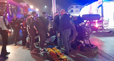 Refüje Çarpan Araç Takla Attı