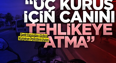 Şerit Dışından Giden Kuryeye Polisten Uyarı: “Üç Kuruş İçin Canını Tehlikeye Atma”