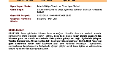 Sakarya'ya Zirai Don Uyarısı