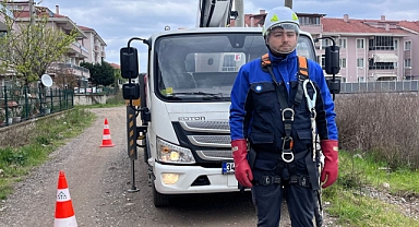 SEDAŞ ekipleri direkte mahsur kalan kediyi kurtardı