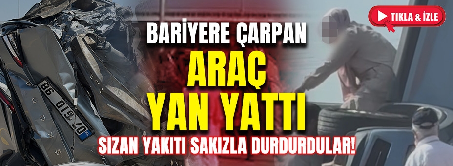 Otomobil Bariyerlerde Asılı Kaldı: Anne Ve Oğlu Kazayı Ucuz Atlattı!