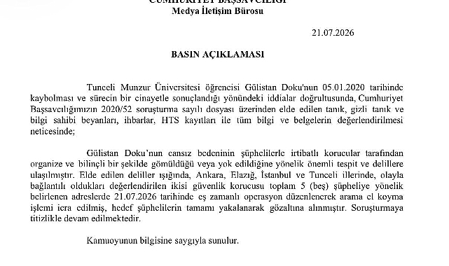 Tunceli Cumhuriyet Başsavcılığı: